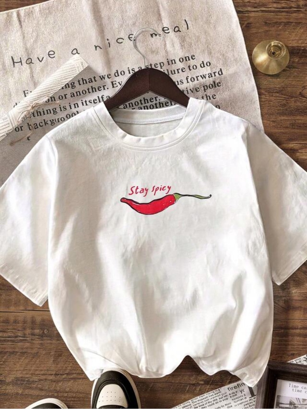 Women’s “Stay Spicy" White Graphic Tee-Shirt